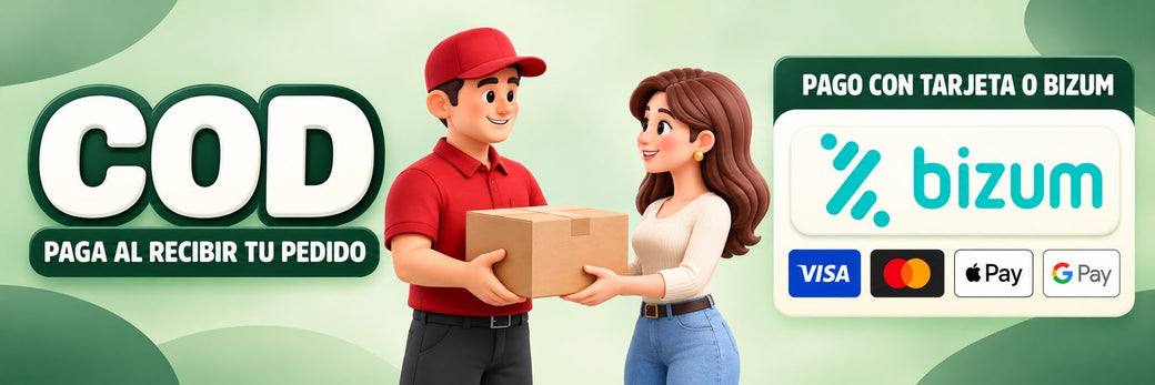 Paga al recibir tu pedido (COD) o con tarjeta, Bizum, Apple Pay y Google Pay