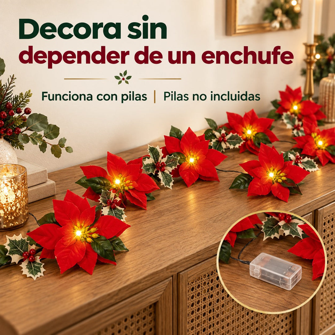 Guirnalda a pilas con caja de pilas compacta