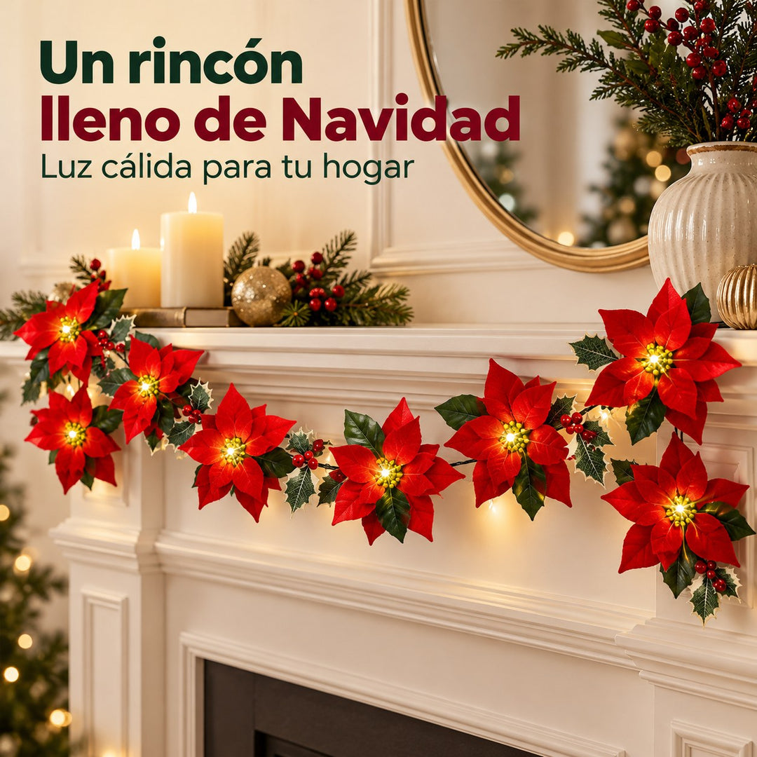 Guirnalda en la repisa de la chimenea